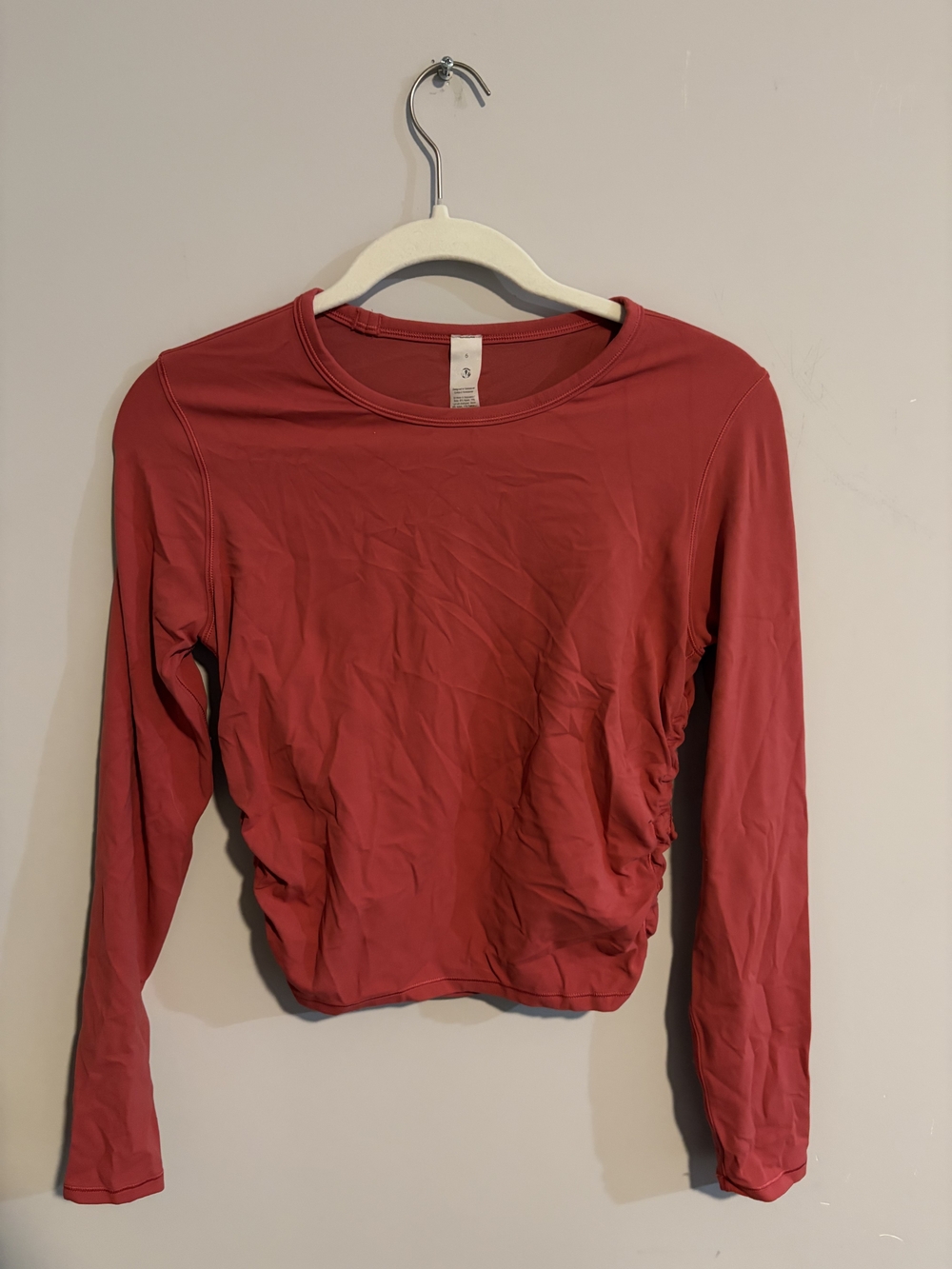 Women's Long-Sleeve Ruched Side Top dark pink